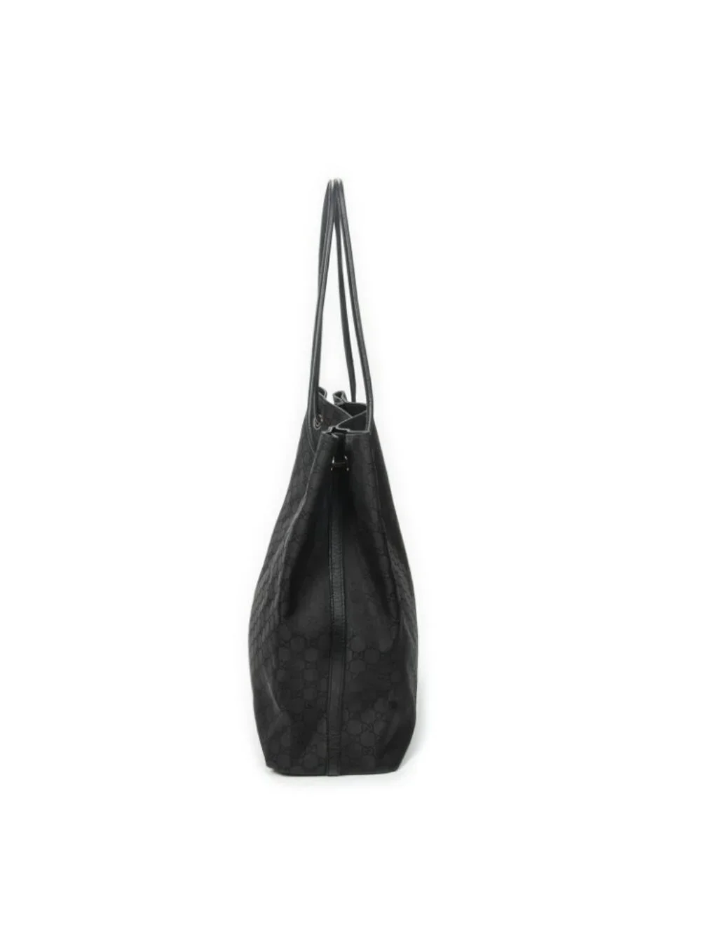 Gucci Drawstring Vertical Tote Black GG Nylon Canvas